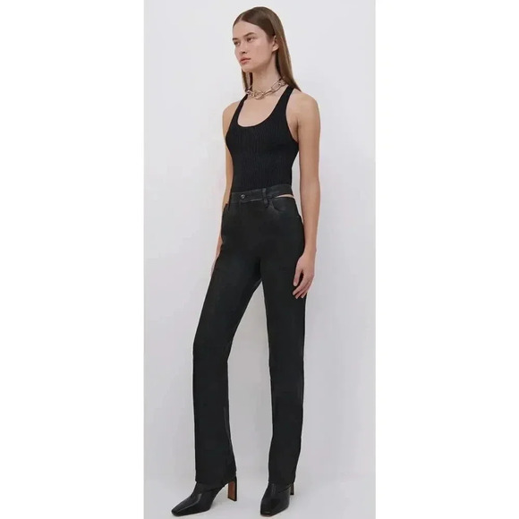 NEW-NWT! Jonathan Simkhai AMELIA black STRAIGHT LEG DENIM - Picture 1 of 9